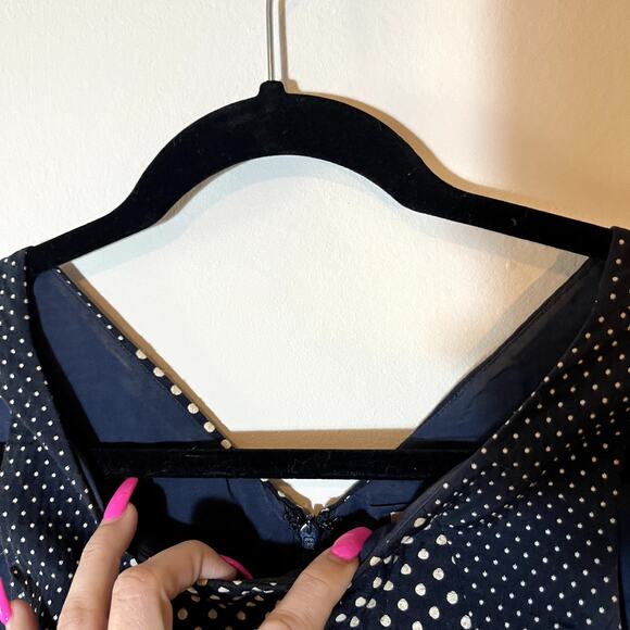 Banana Republic Dress Sheath Polka Dot 0 Navy Blue White Business Casual - Picture 11 of 15